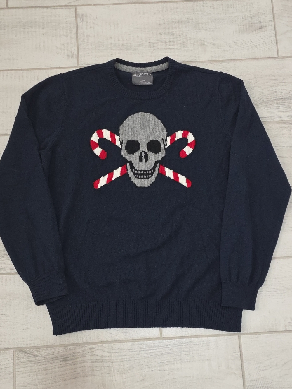 Aeropostale Holiday Skull Wool Blend Sweater Men's Size XL Ugly Sweater